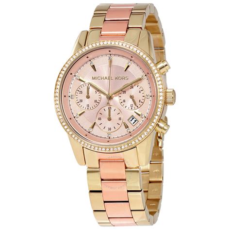 Michael Kors Ritz Chronograph Rose Dial Ladies Watch MK6475